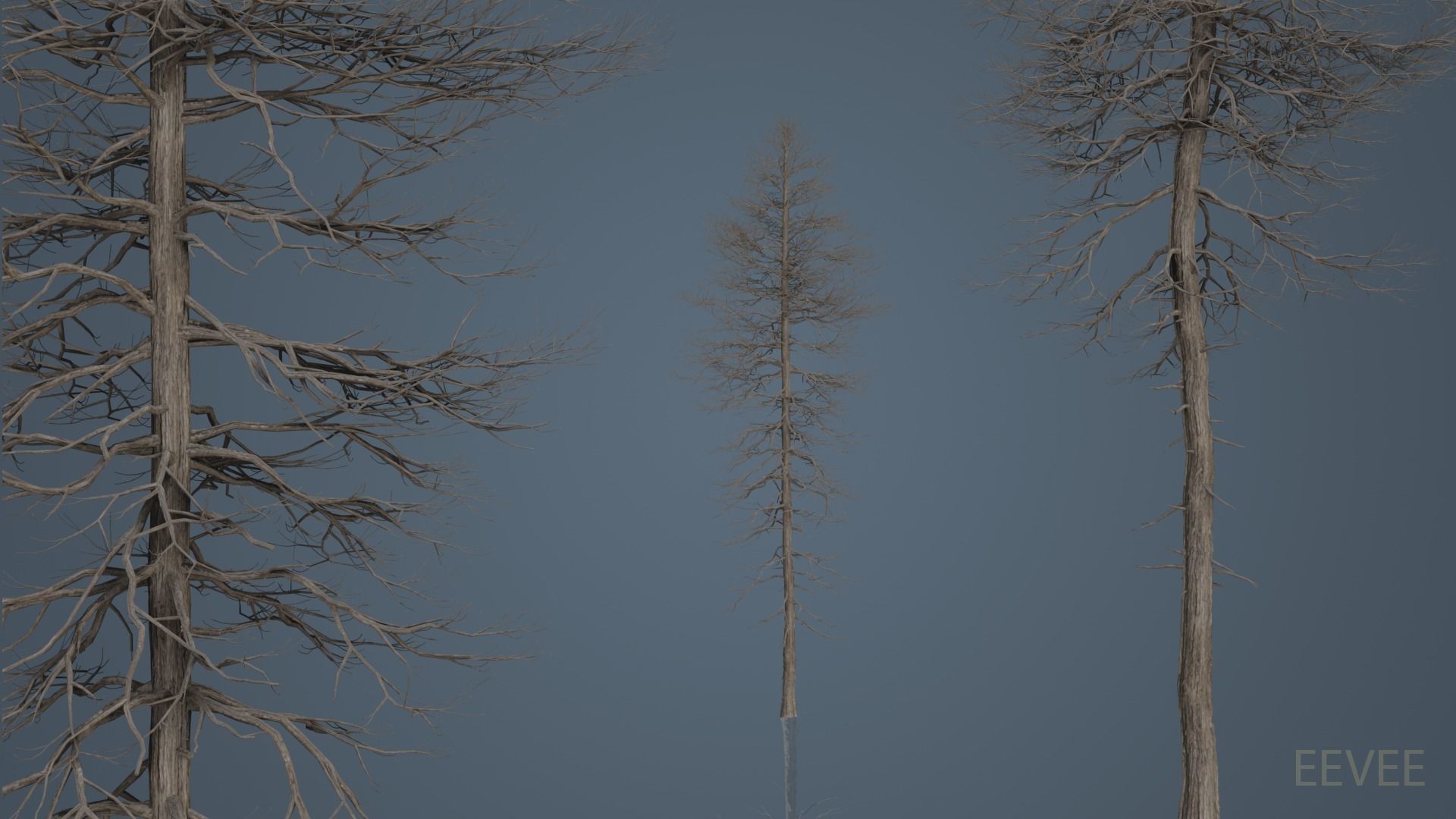 Tall Dead Trees Pack 3D model_5
