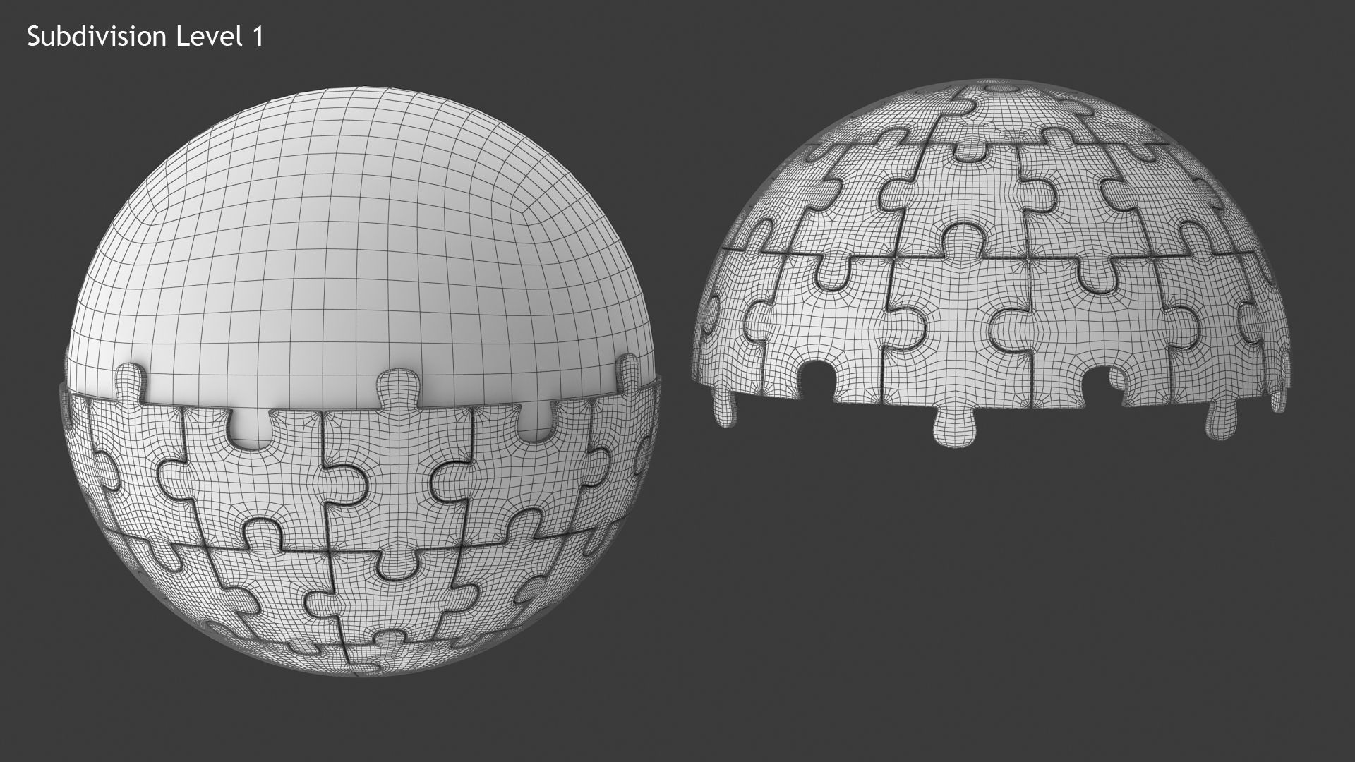 Puzzle Globe Low-poly 3D model_14
