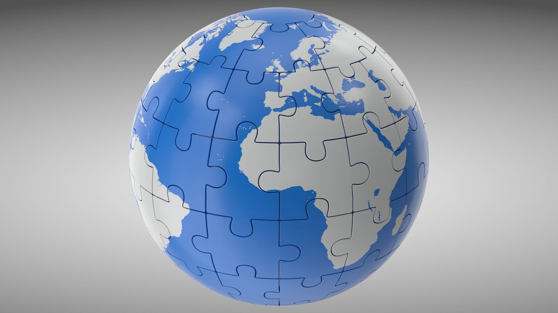 Puzzle Globe Low-poly 3D model_2