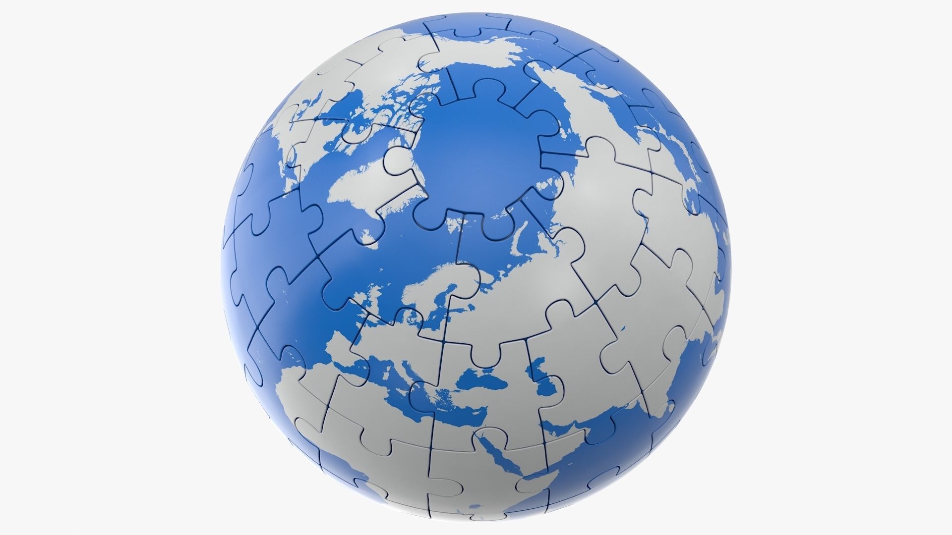 Puzzle Globe Low-poly 3D model_3