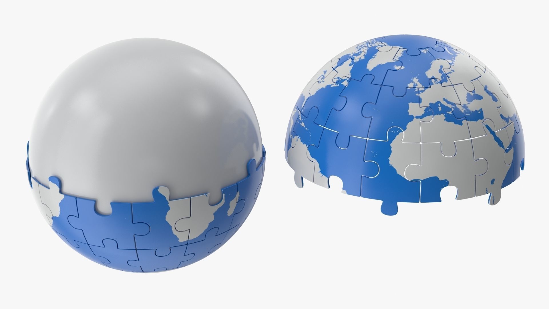 Puzzle Globe Low-poly 3D model_8