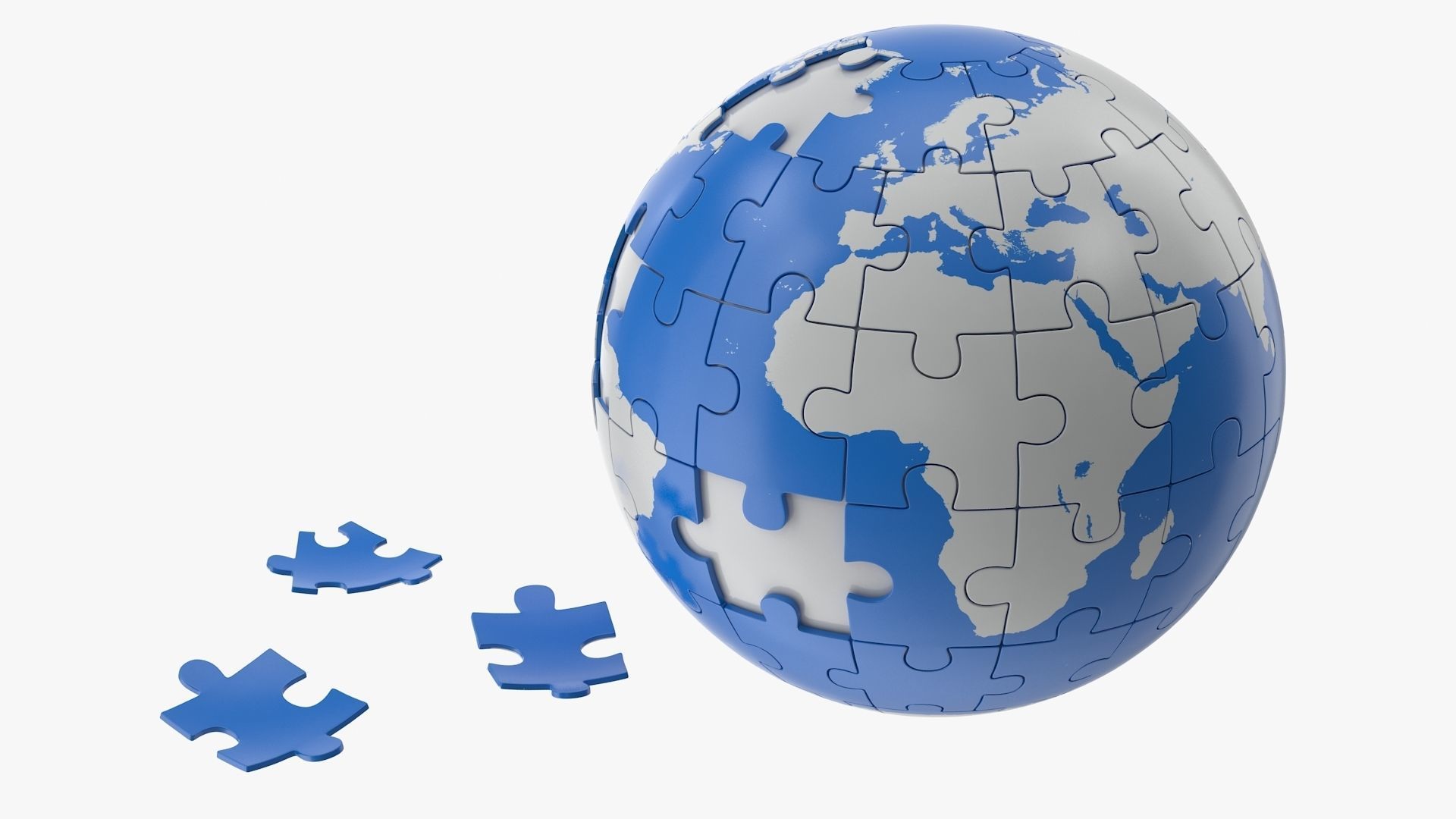 Puzzle Globe Low-poly 3D model_7