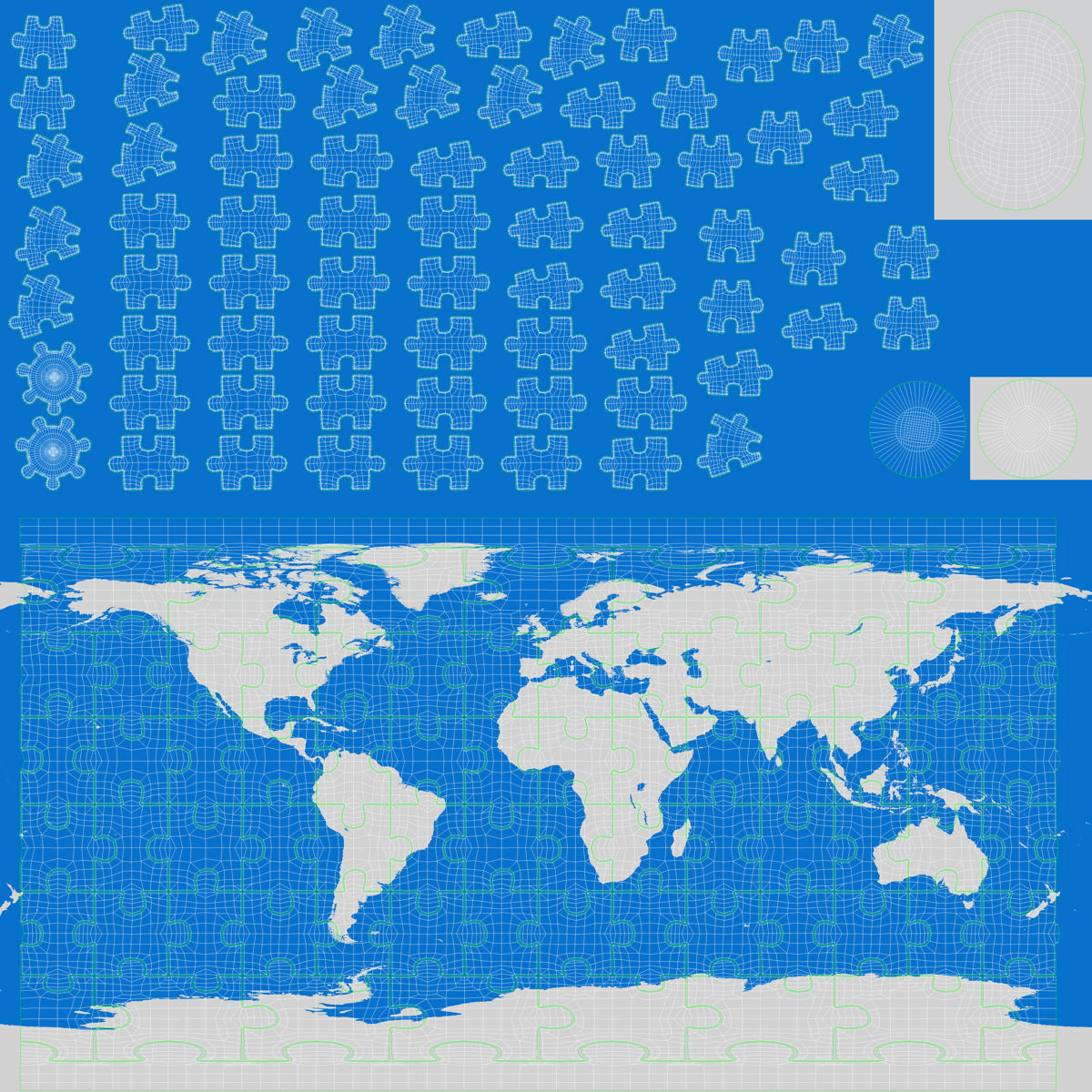 Puzzle Globe Low-poly 3D model_15