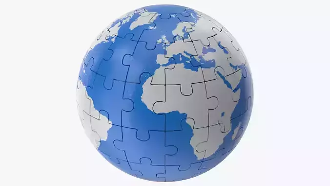 Puzzle Globe Low-poly 3D model