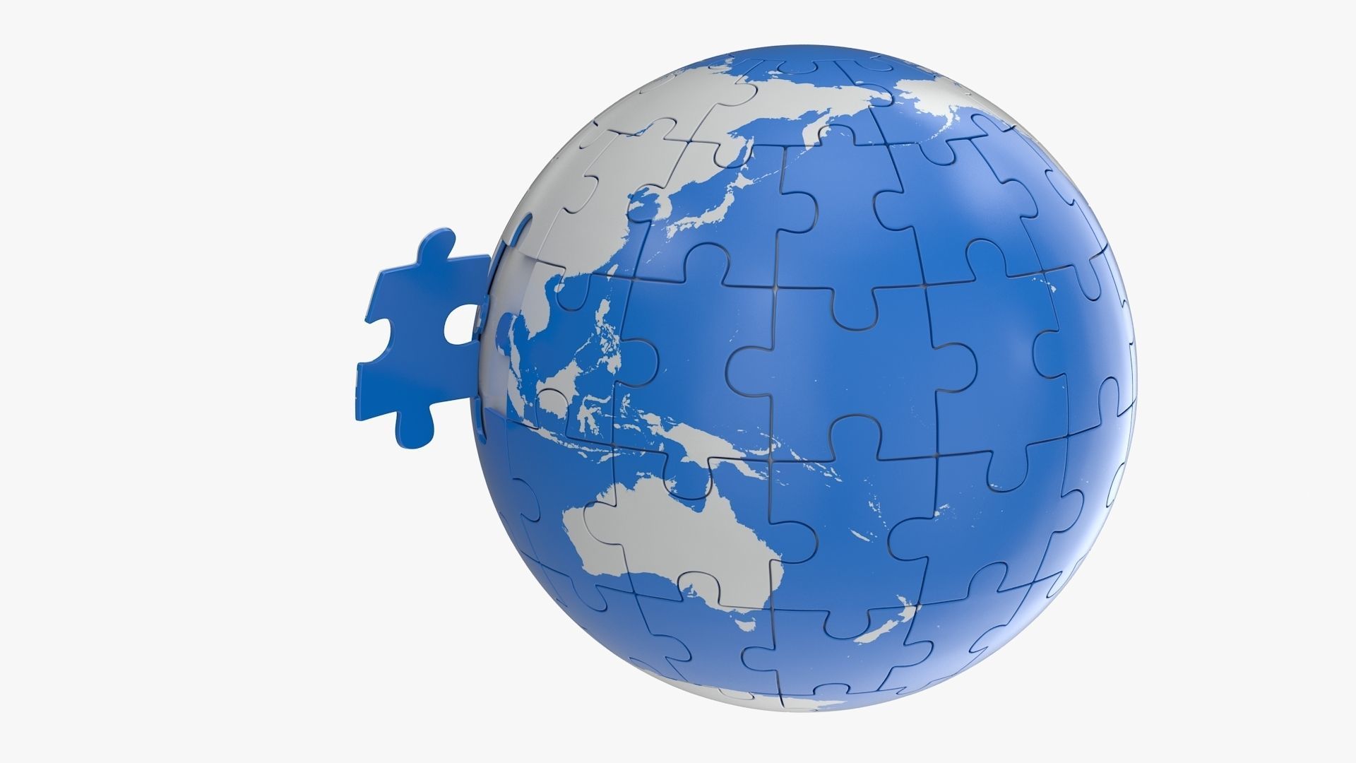 Puzzle Globe Low-poly 3D model_5