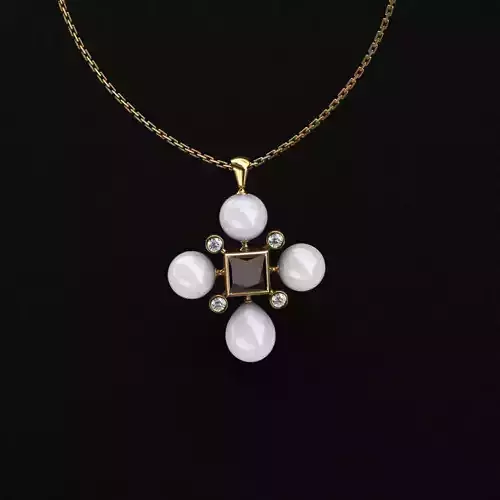Cross pendant with pearls and gold