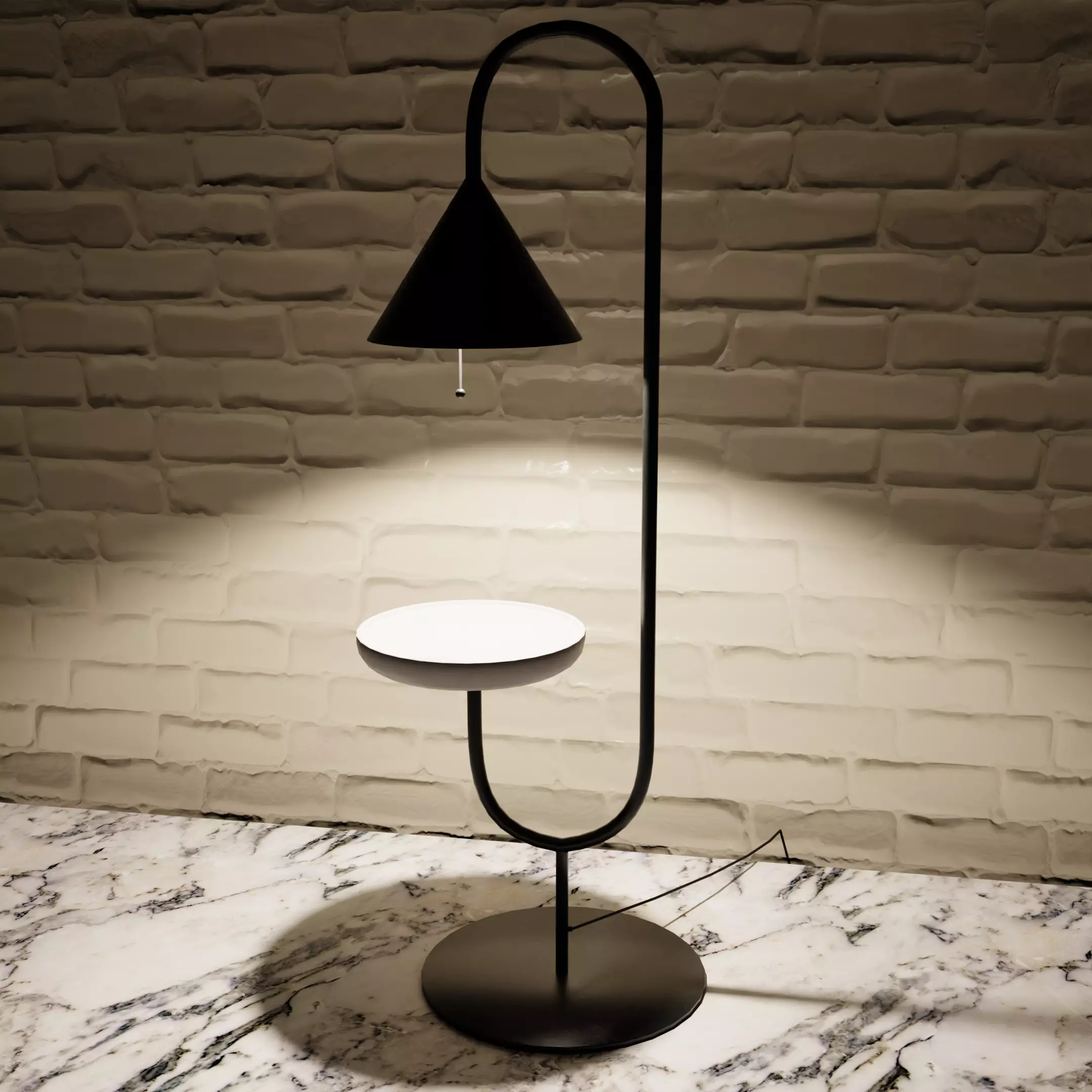 Lamp with bedside table Low-poly 3D model_0