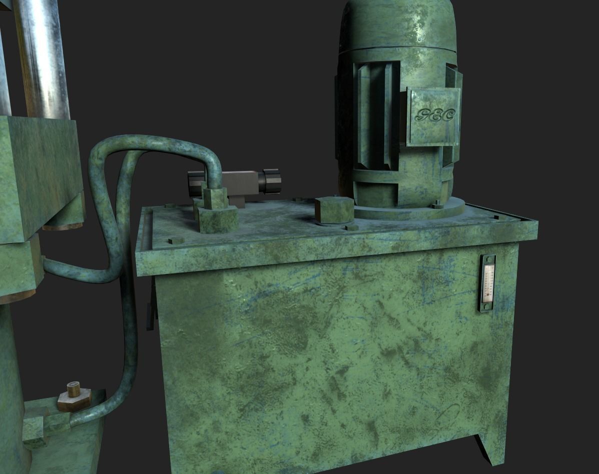 Hydraulic Press Low-poly 3D model_6