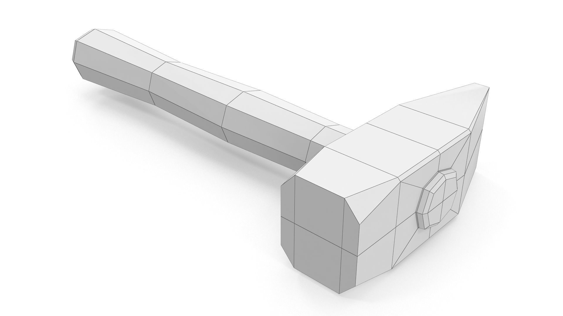 Old Hammer - Lowpoly Low-poly 3D model_6