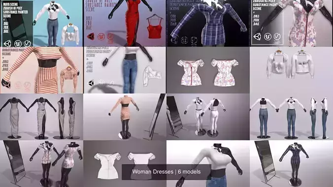 Woman Dresses 3D Model Collection