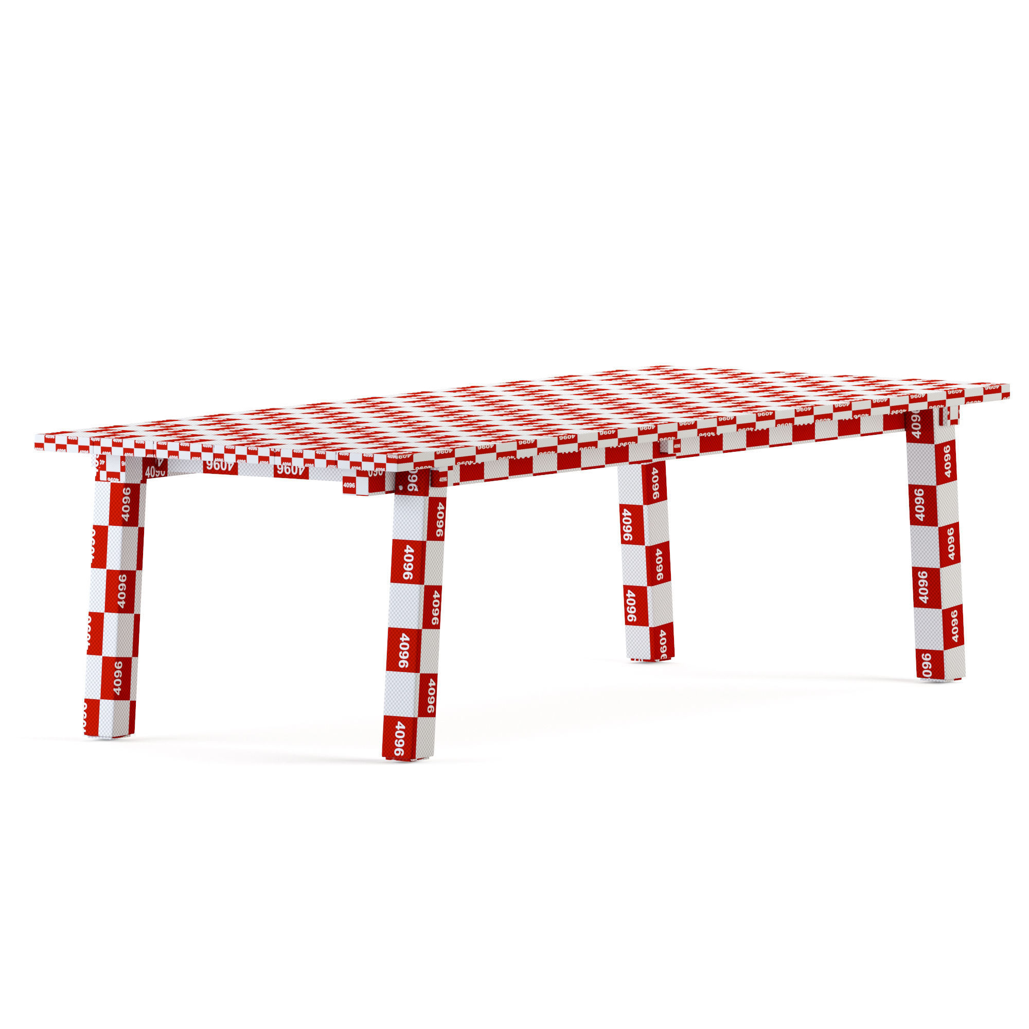 Teaka table for 8 Low-poly 3D model_6