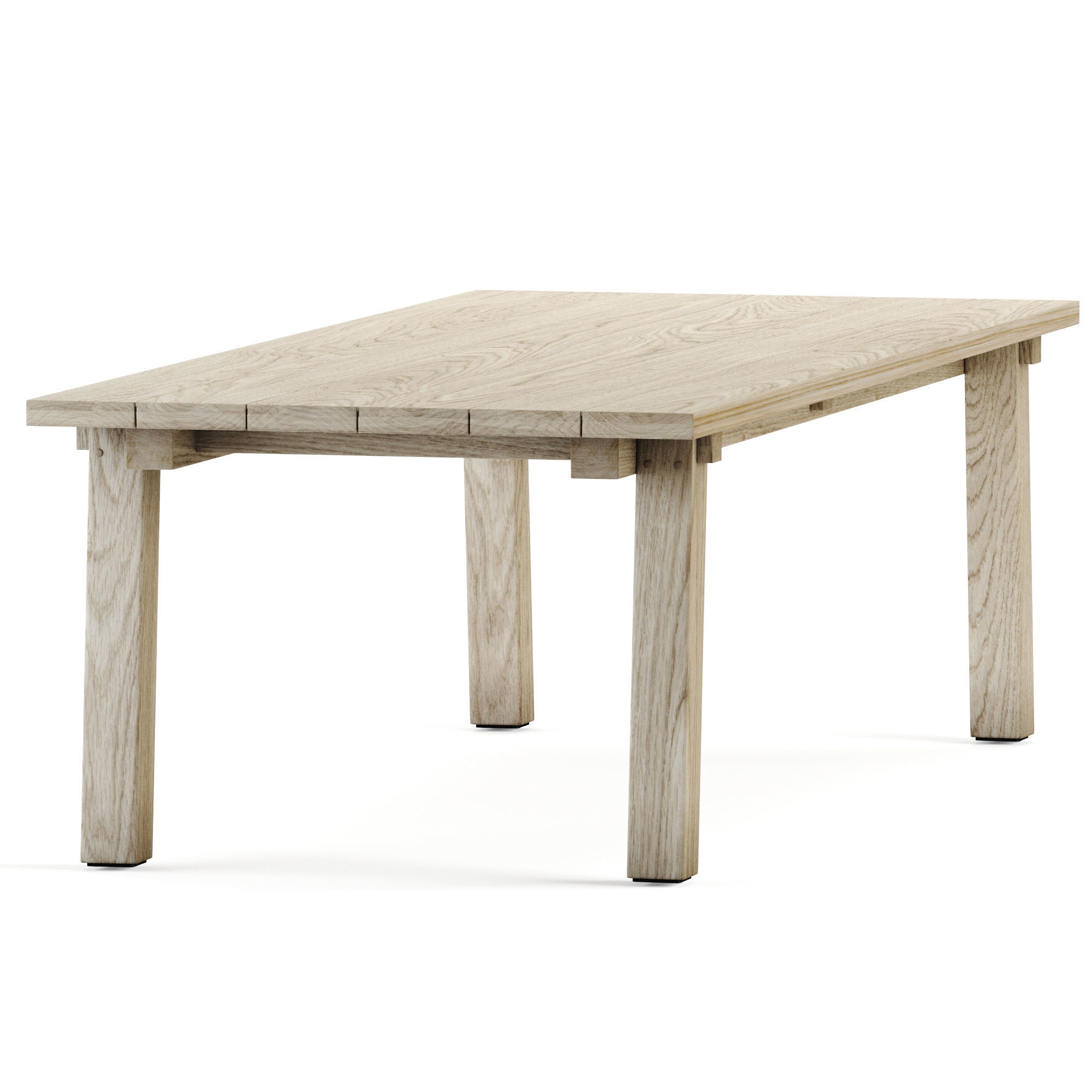 Teaka table for 8 Low-poly 3D model_1