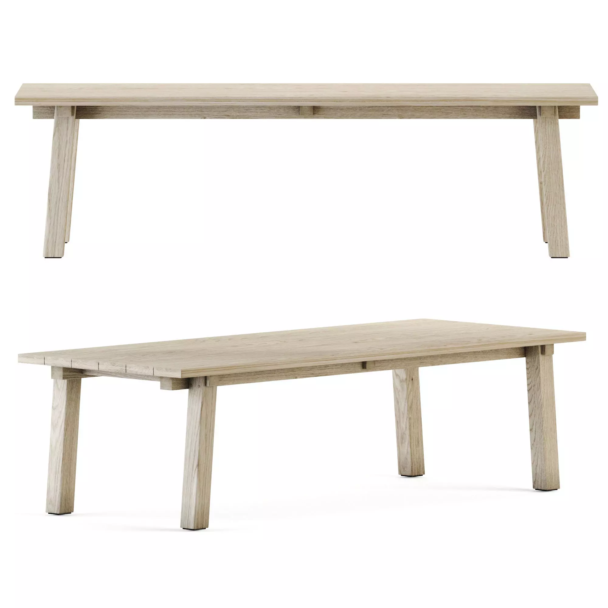 Teaka table for 8 Low-poly 3D model_0