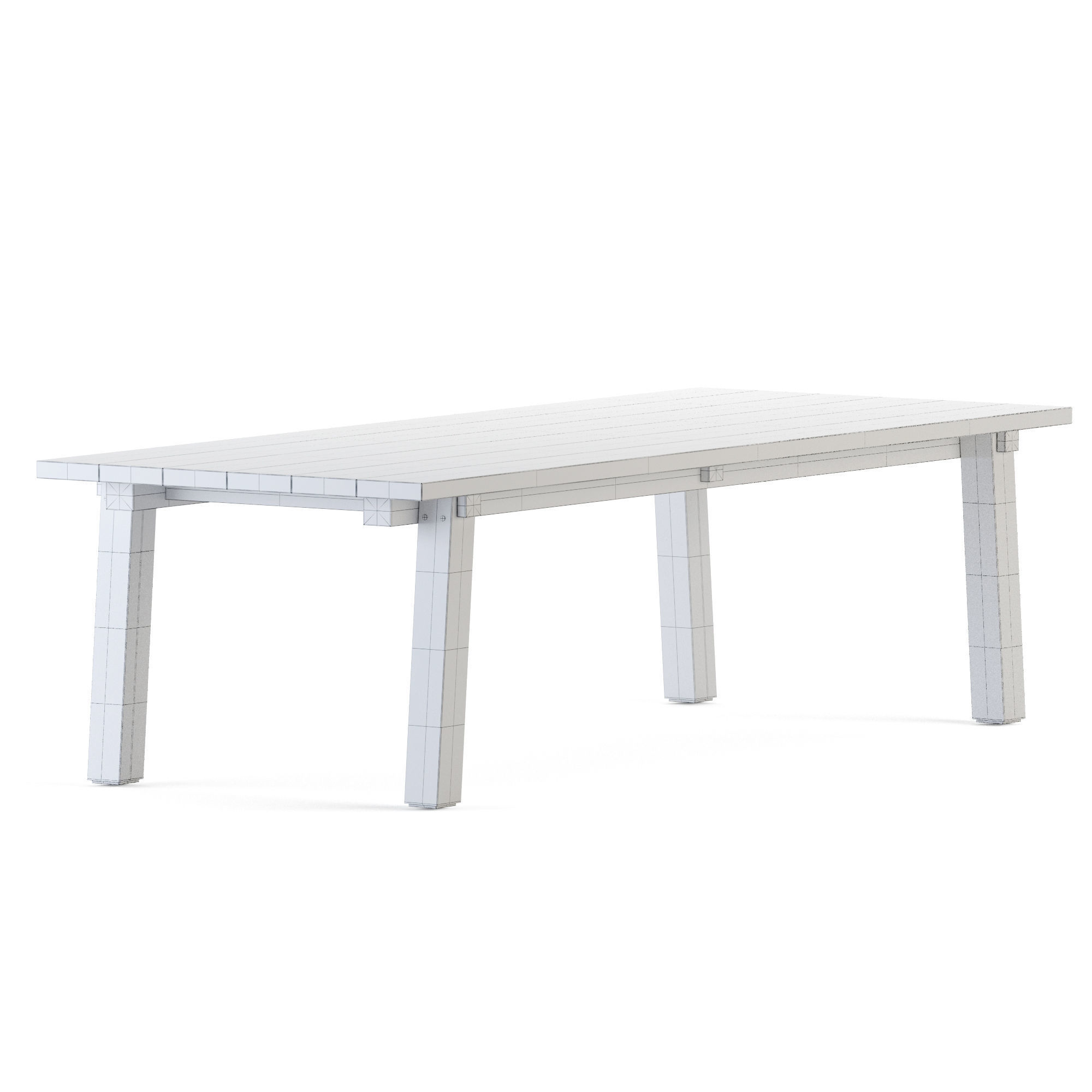 Teaka table for 8 Low-poly 3D model_7