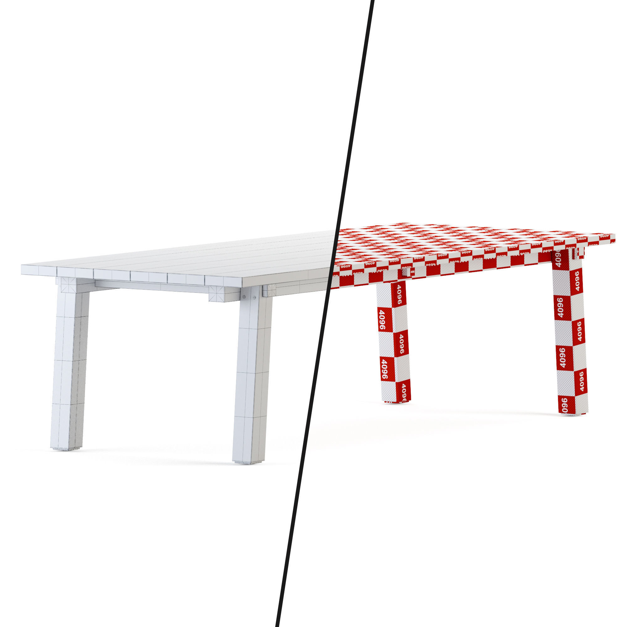 Teaka table for 8 Low-poly 3D model_8