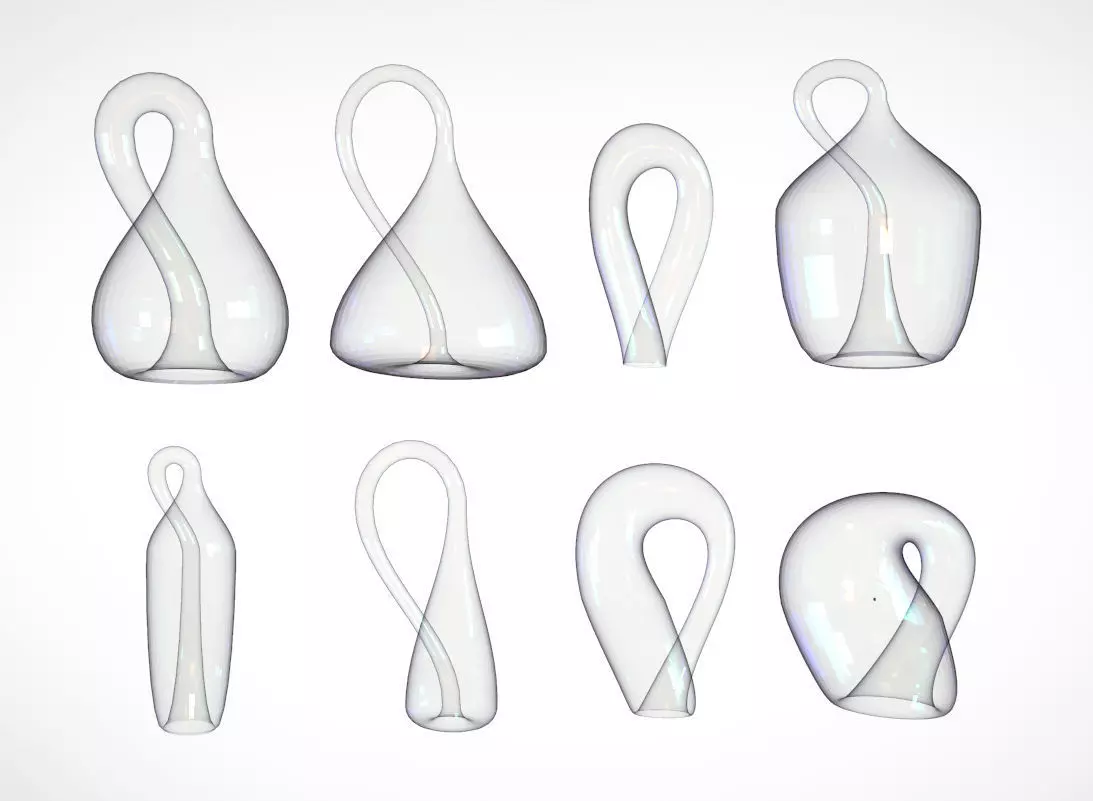 Klein Bottle - Set of 8 Low-Poly 3D models - 3D Math Art 3D model