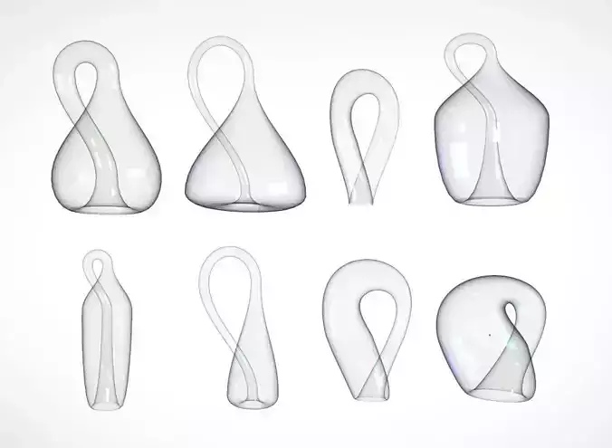 Klein Bottle - Set of 8 Low-Poly 3D models - 3D Math Art 3D model