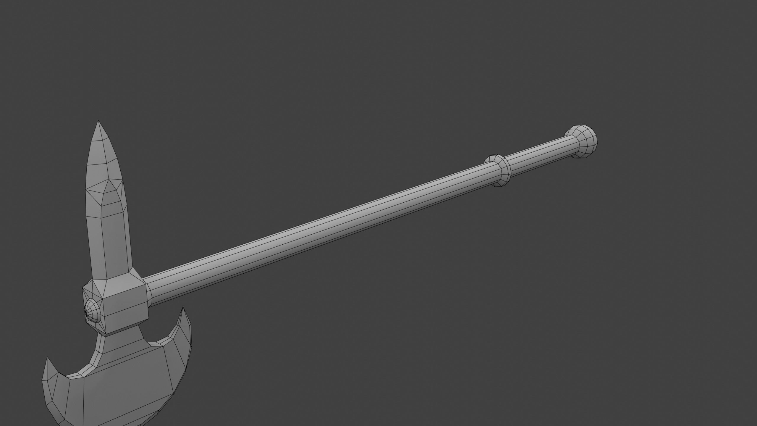 Tabar Single-Bladed Ax Low-poly 3D model_9