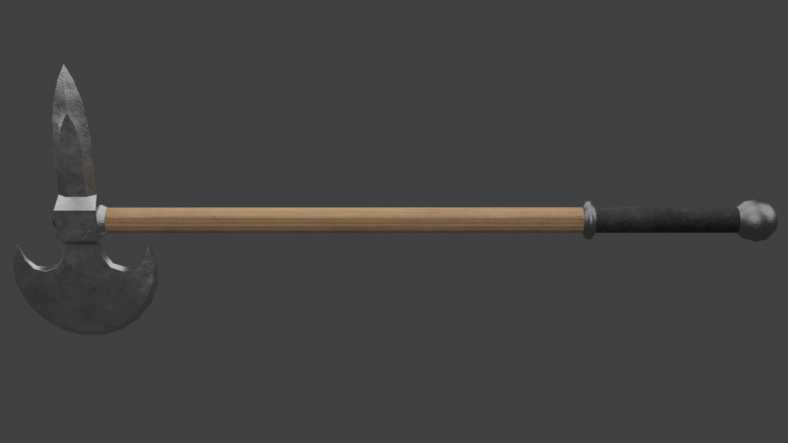 Tabar Single-Bladed Ax Low-poly 3D model_1