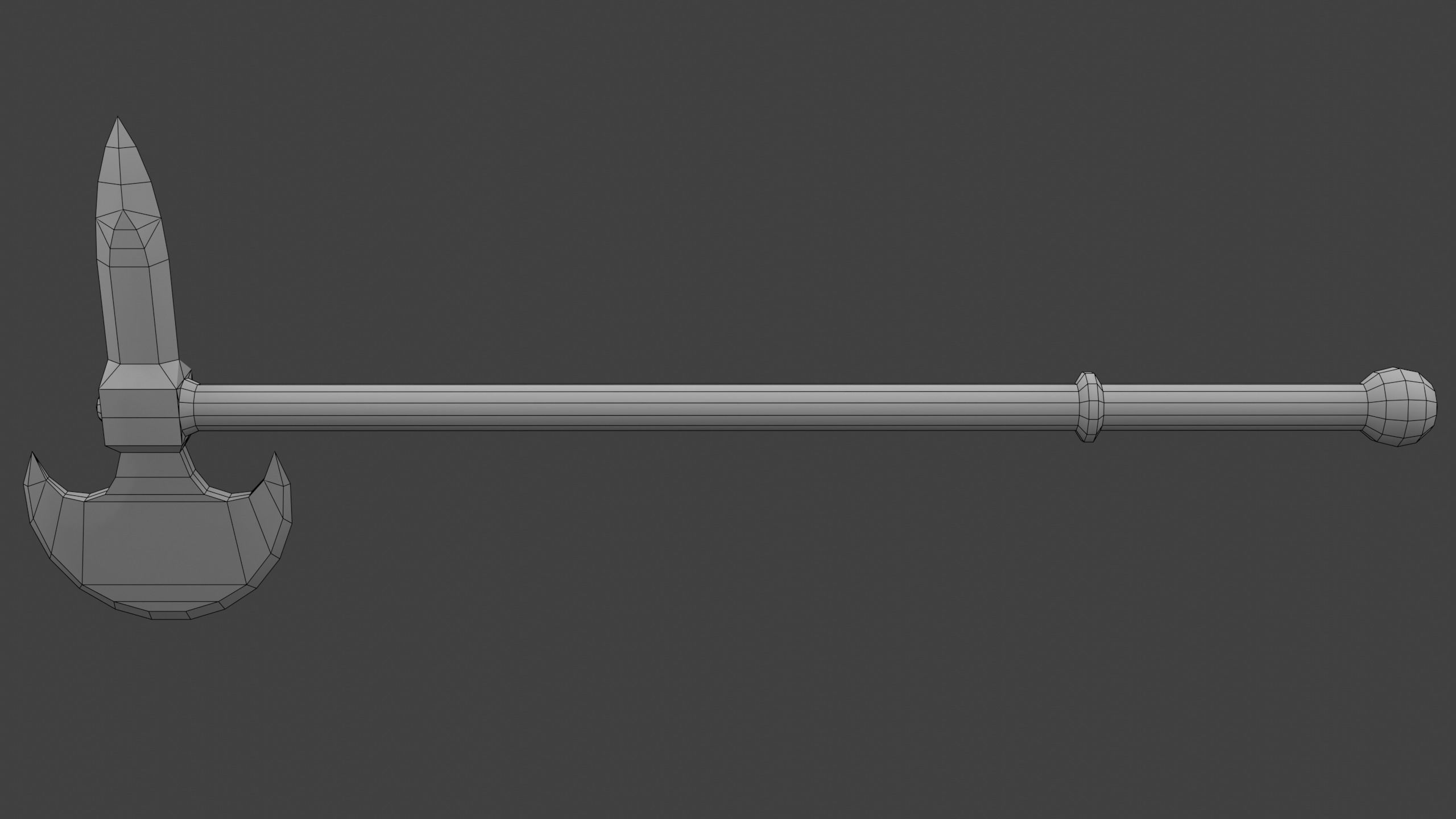 Tabar Single-Bladed Ax Low-poly 3D model_7