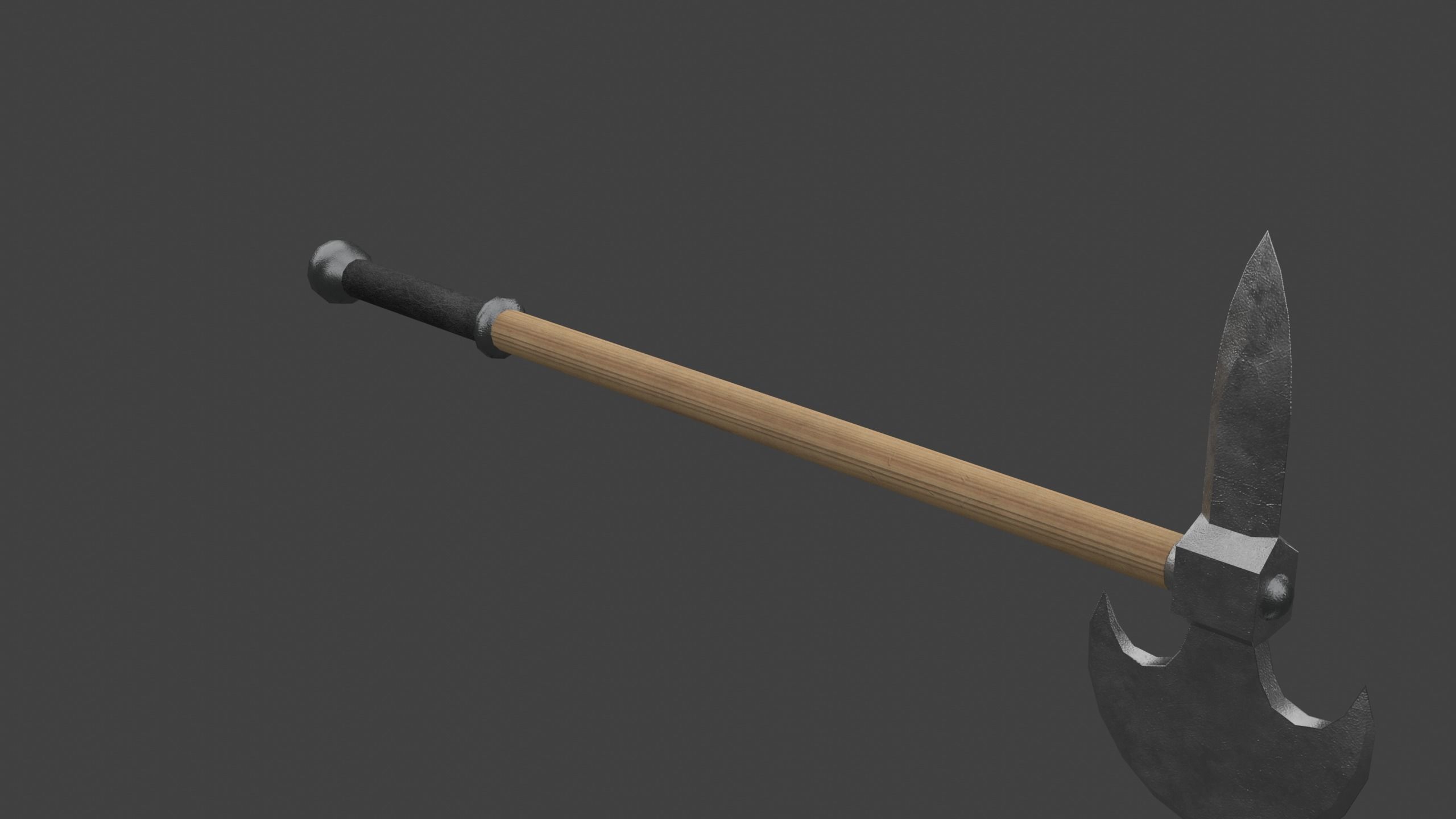 Tabar Single-Bladed Ax Low-poly 3D model_3