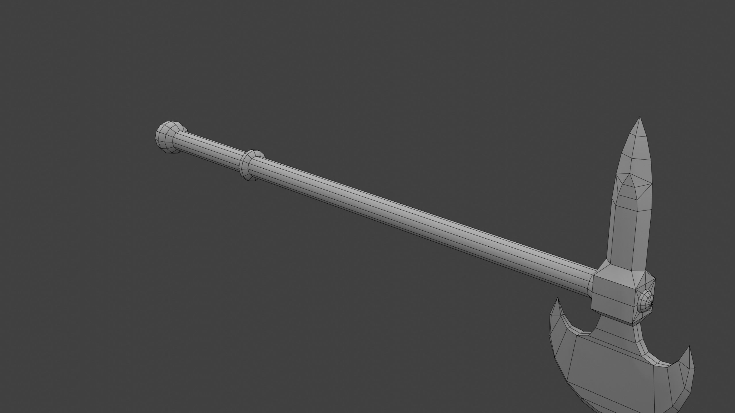 Tabar Single-Bladed Ax Low-poly 3D model_8