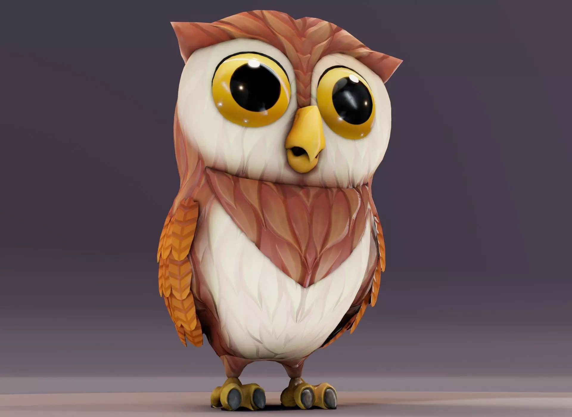 Cartoon Owl Rigged and Animated 3D Model Low-poly 3D model_0