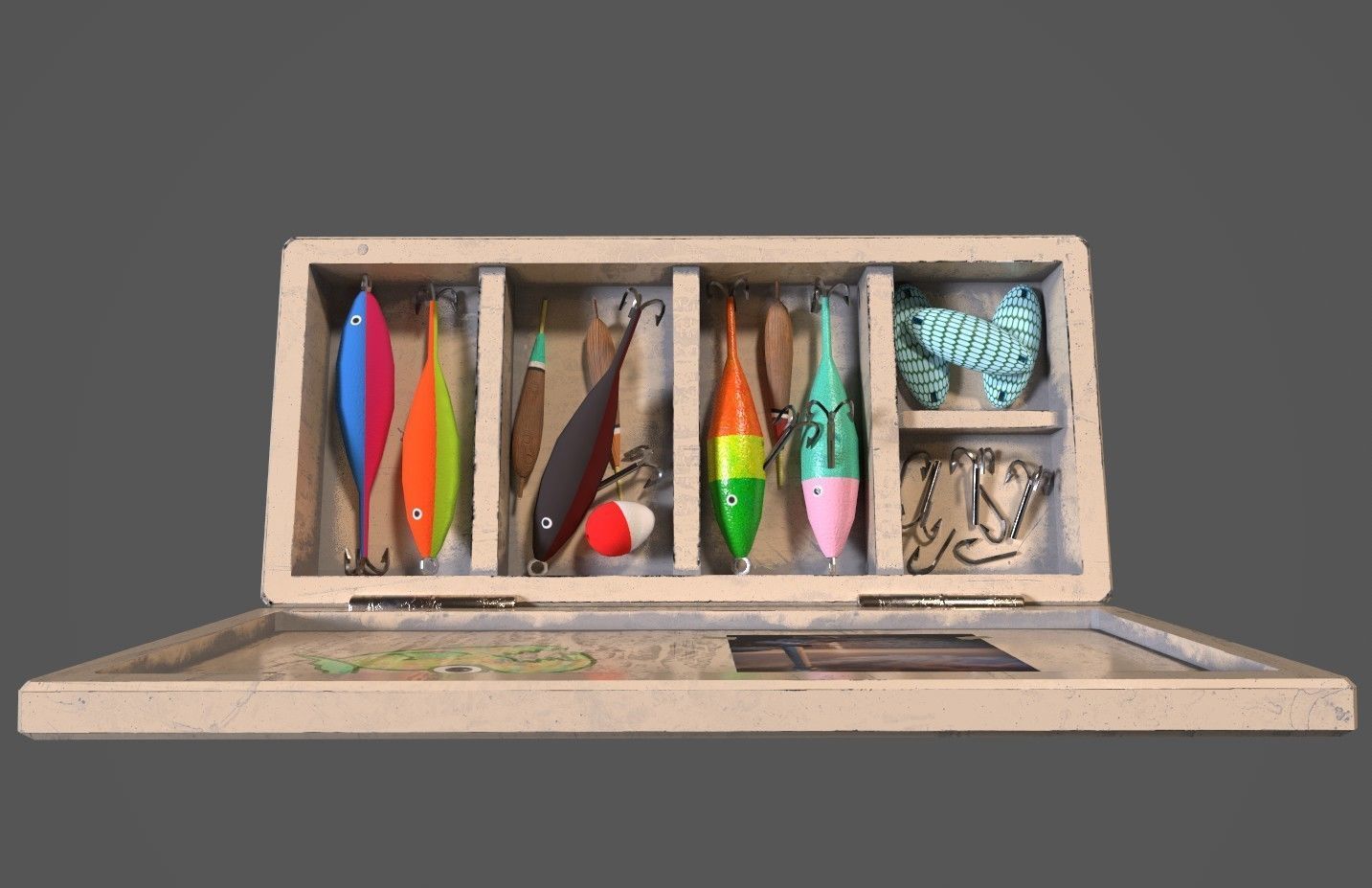 Low-poly handpainted fishermans box Low-poly 3D model_8