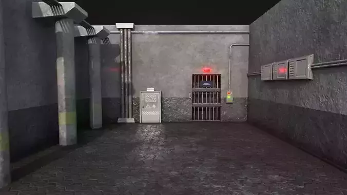 Prison Security Room - Backdrop Scene Low Poly - Full Perm