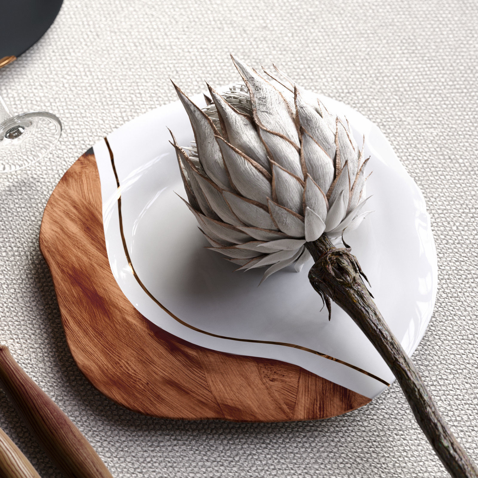 Terra Plates Cutlery with Artichoke 3D model_2