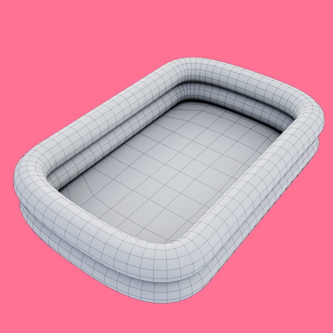 Square Inflatable Swimming Pool Low-poly 3D model_18