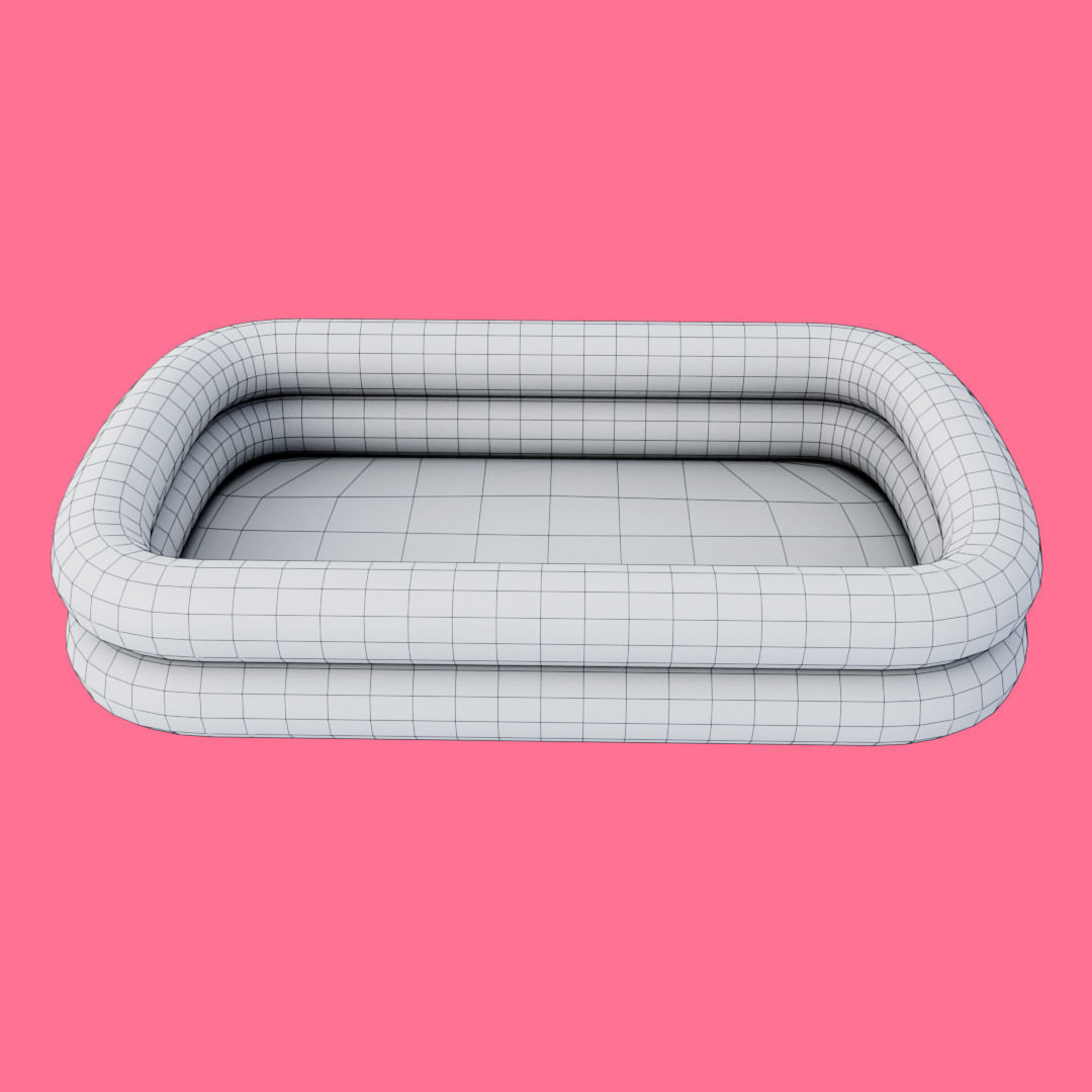 Square Inflatable Swimming Pool Low-poly 3D model_16