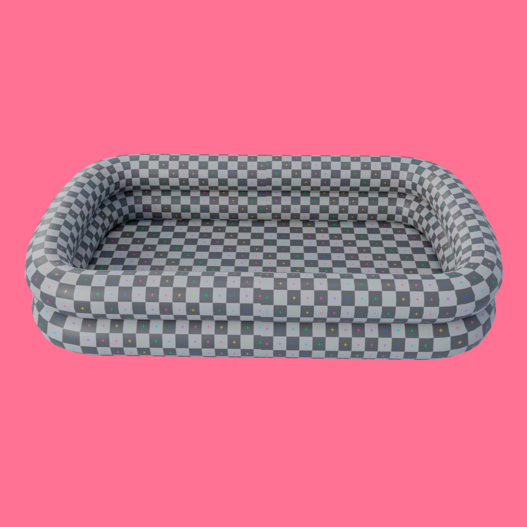 Square Inflatable Swimming Pool Low-poly 3D model_22