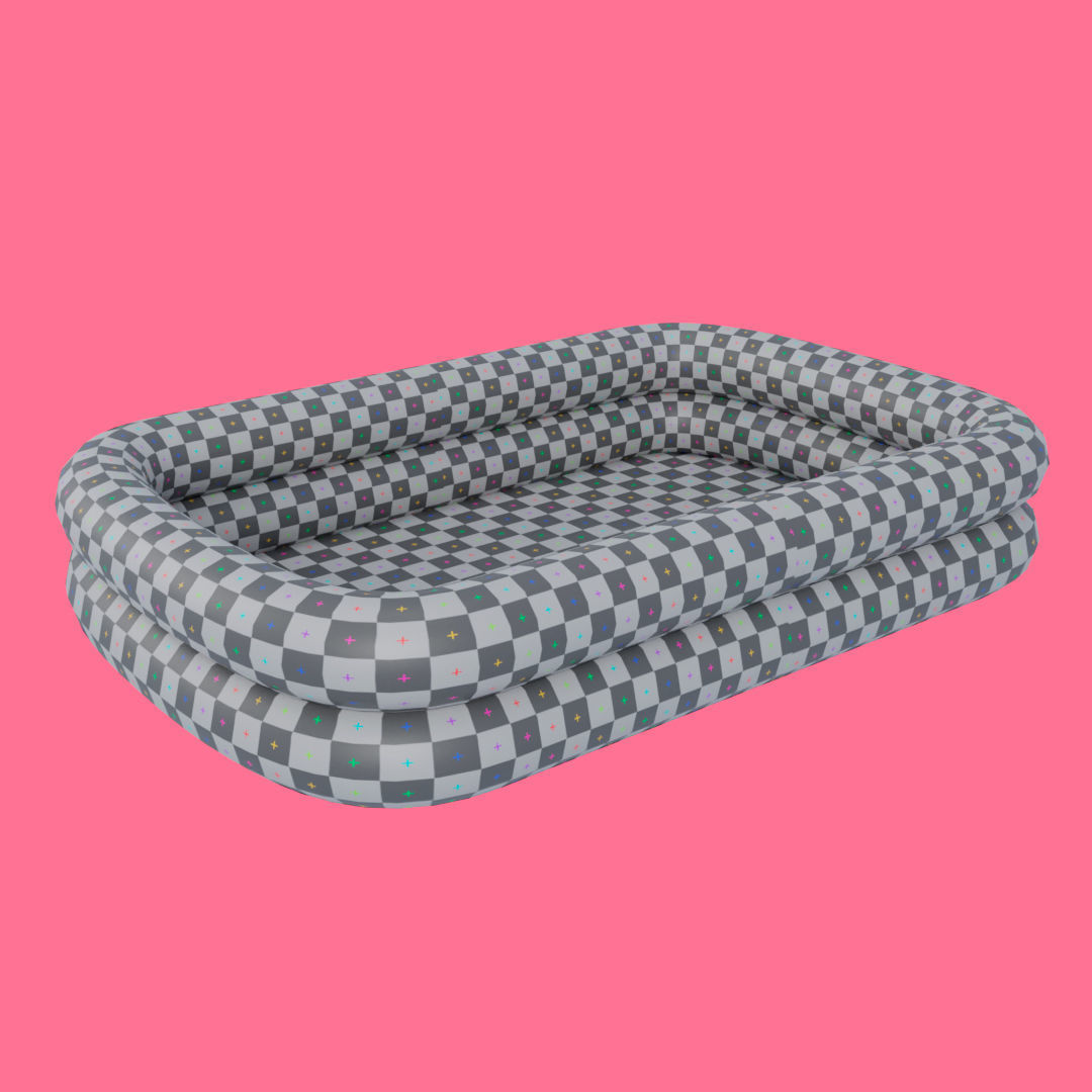 Square Inflatable Swimming Pool Low-poly 3D model_30