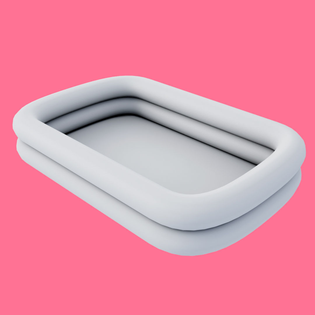 Square Inflatable Swimming Pool Low-poly 3D model_8