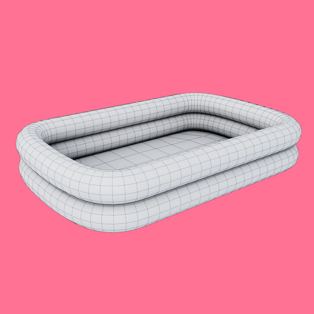 Square Inflatable Swimming Pool Low-poly 3D model_27