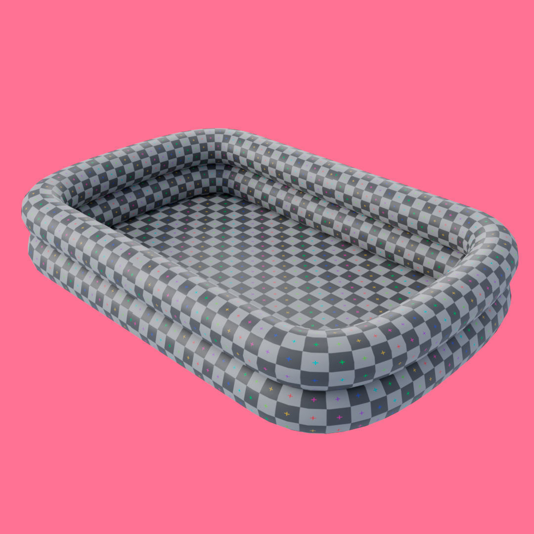 Square Inflatable Swimming Pool Low-poly 3D model_28