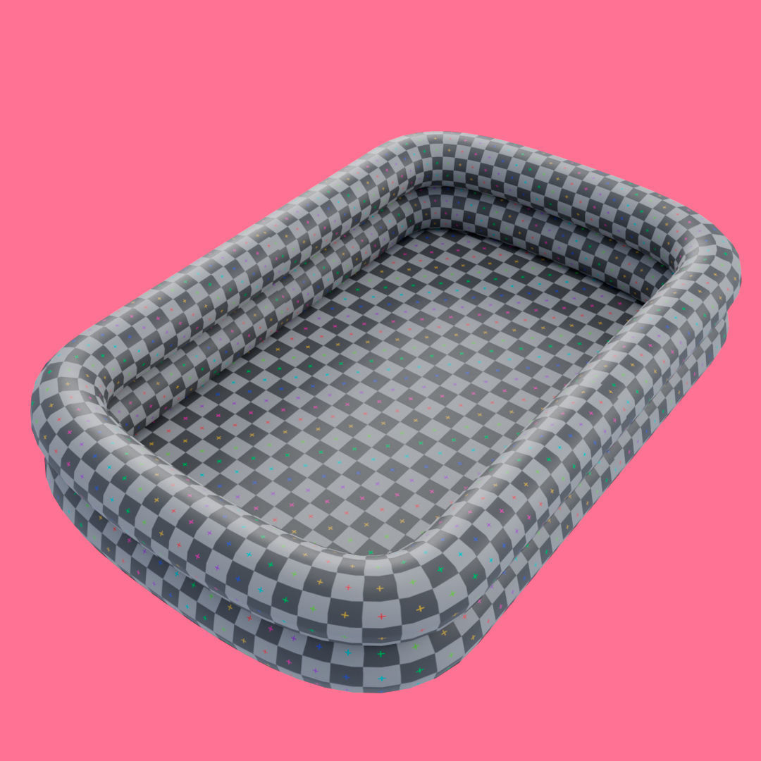 Square Inflatable Swimming Pool Low-poly 3D model_12