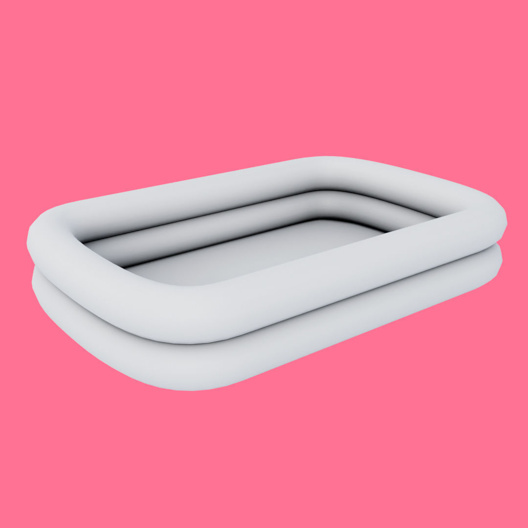Square Inflatable Swimming Pool Low-poly 3D model_23