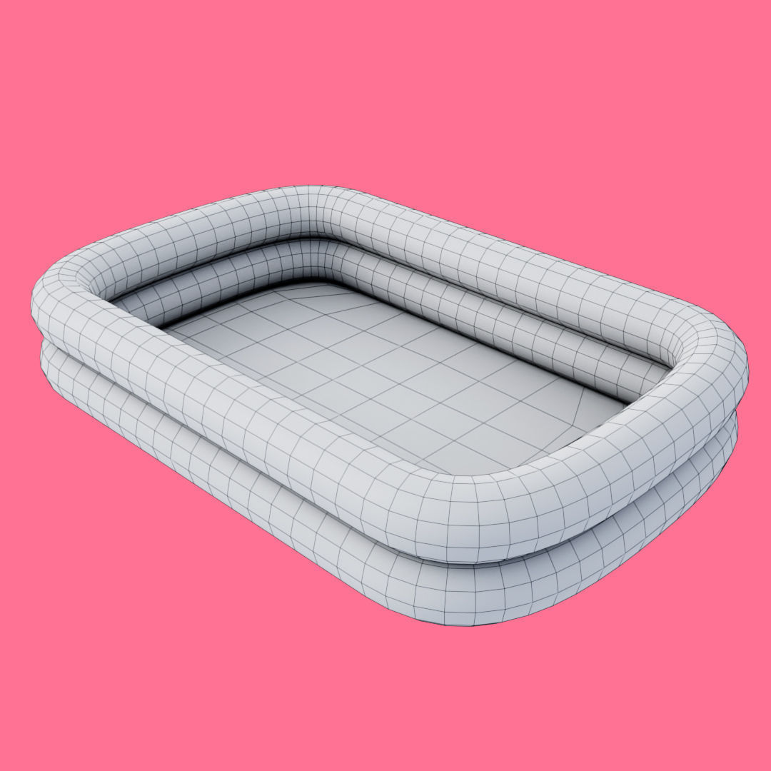 Square Inflatable Swimming Pool Low-poly 3D model_9