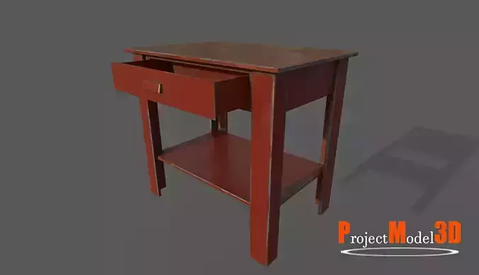 Small Metal Table Version 001 Low-poly 3D model