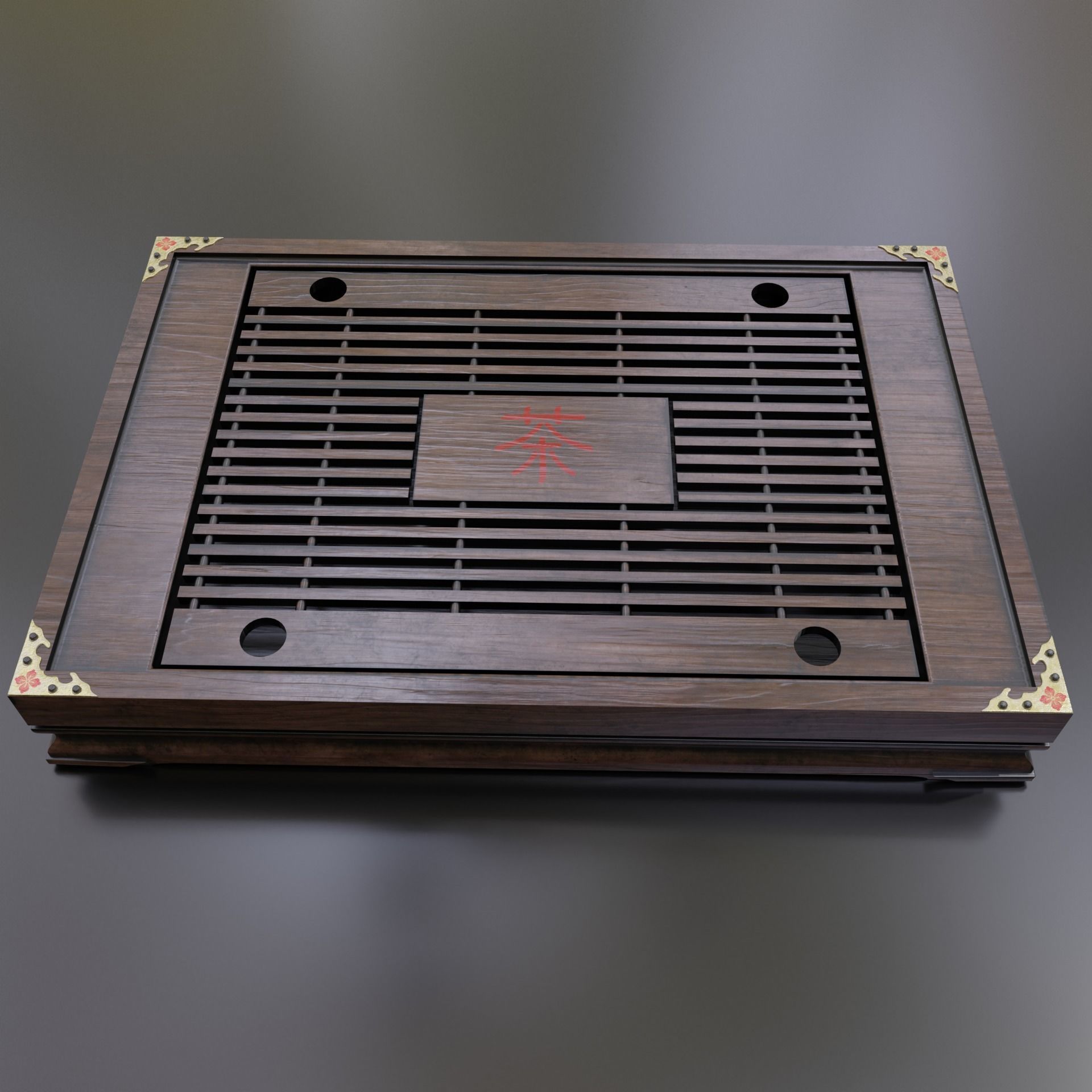 Chinese Tea Table Chaban cups and teapot 3D model_2