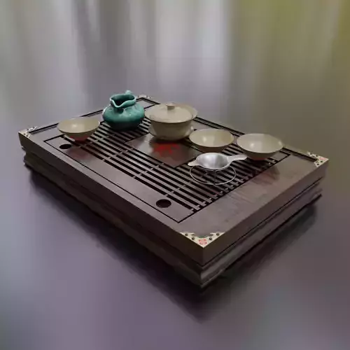 Chinese Tea Table Chaban cups and teapot 3D model