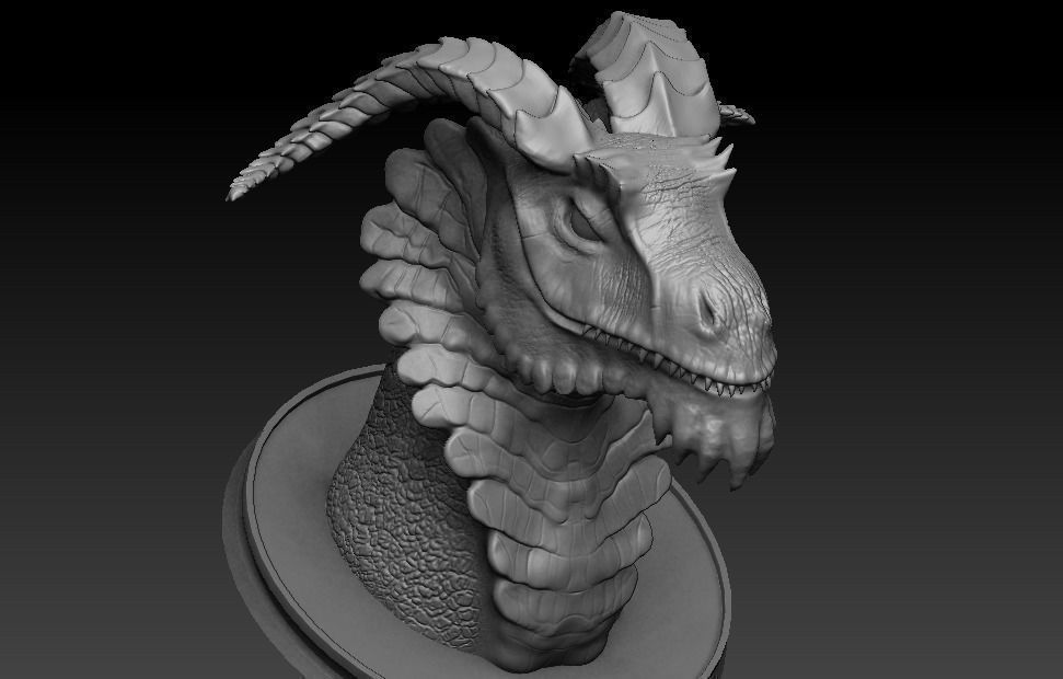 dragon bust 3D print model_6