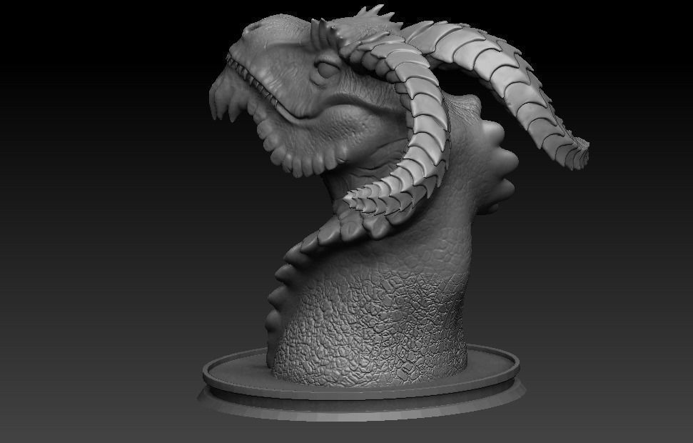 dragon bust 3D print model_4