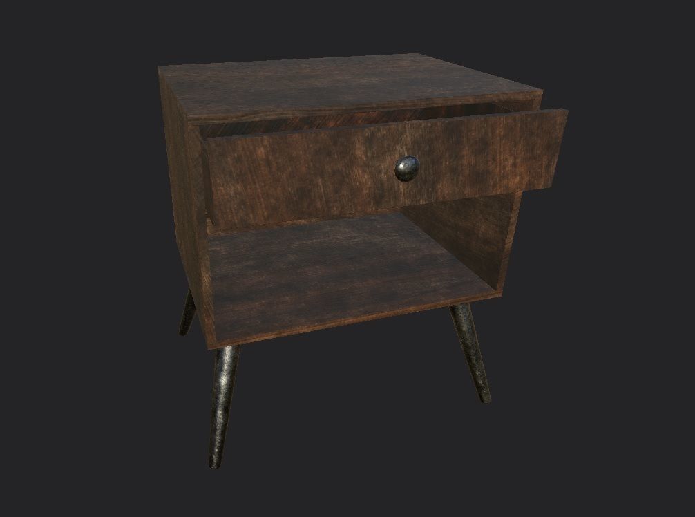 Bedside Table 3D Model Low-poly 3D model_11