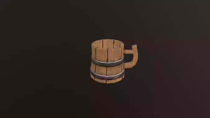low poly Cup wooden beer mug Low-poly 3D model