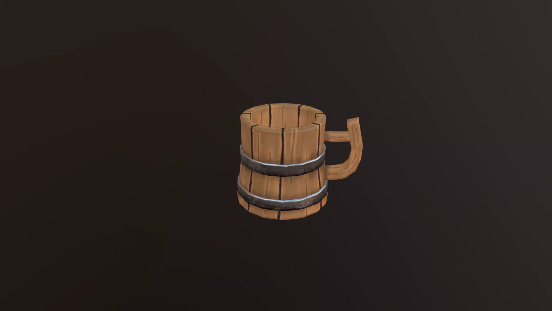 low poly Cup wooden beer mug Low-poly 3D model_0
