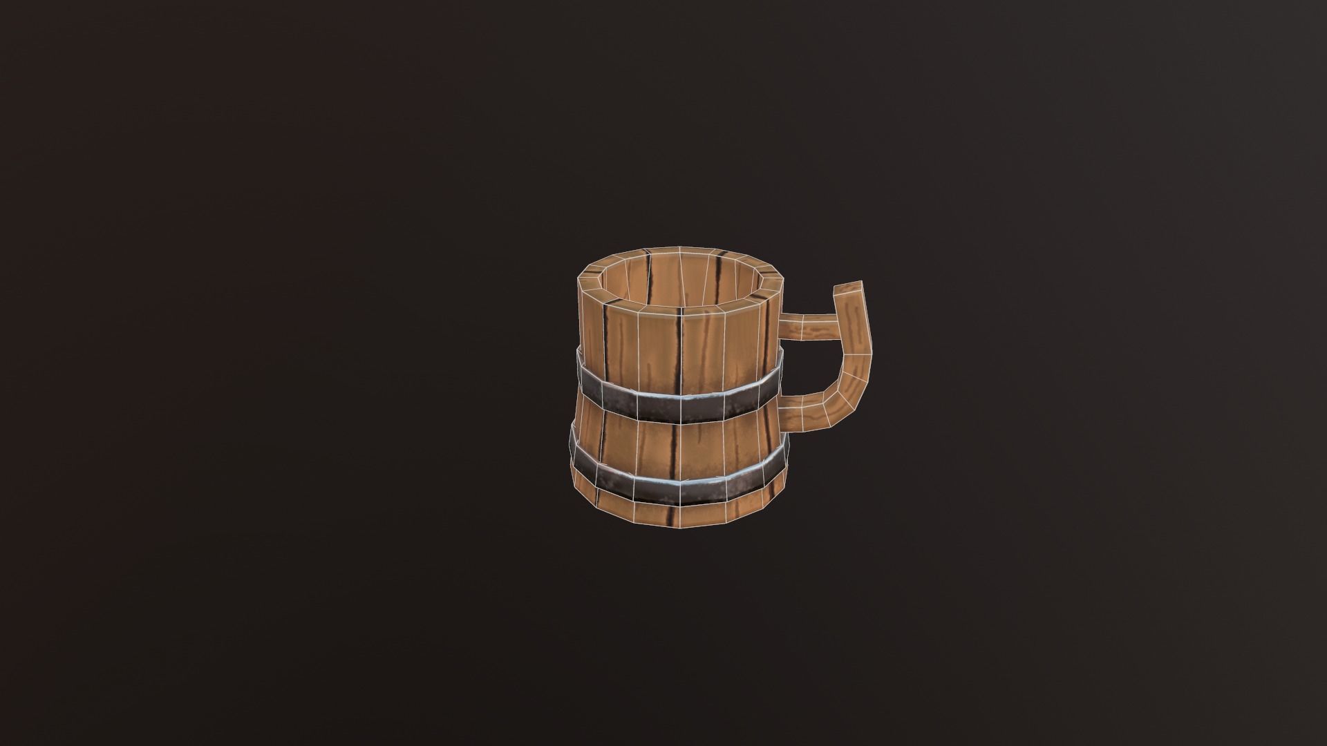low poly Cup wooden beer mug Low-poly 3D model_3