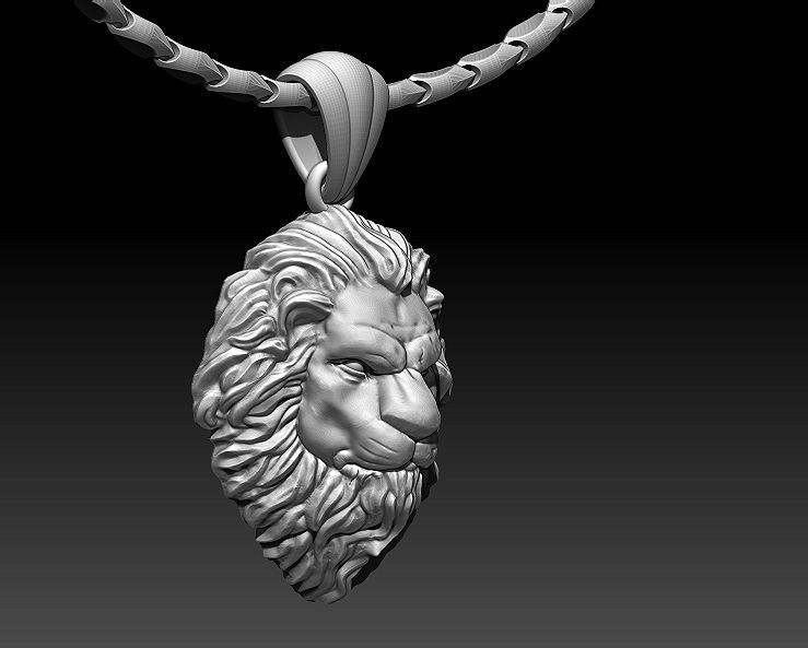 Lion pendant Silver Gold  Print Silver Gold  Print 3D print model_4
